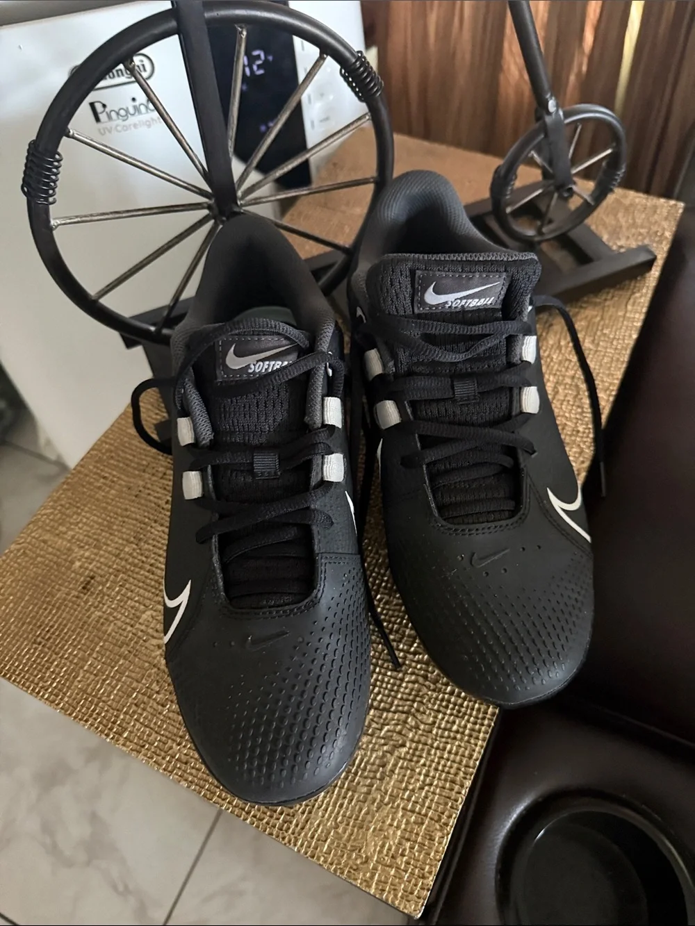 Nike Black and White Women's Athletic Softball Shoes
